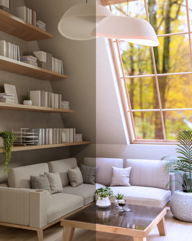 AVANT APRES RETOUCHE PHOTO IMMOBILIERE